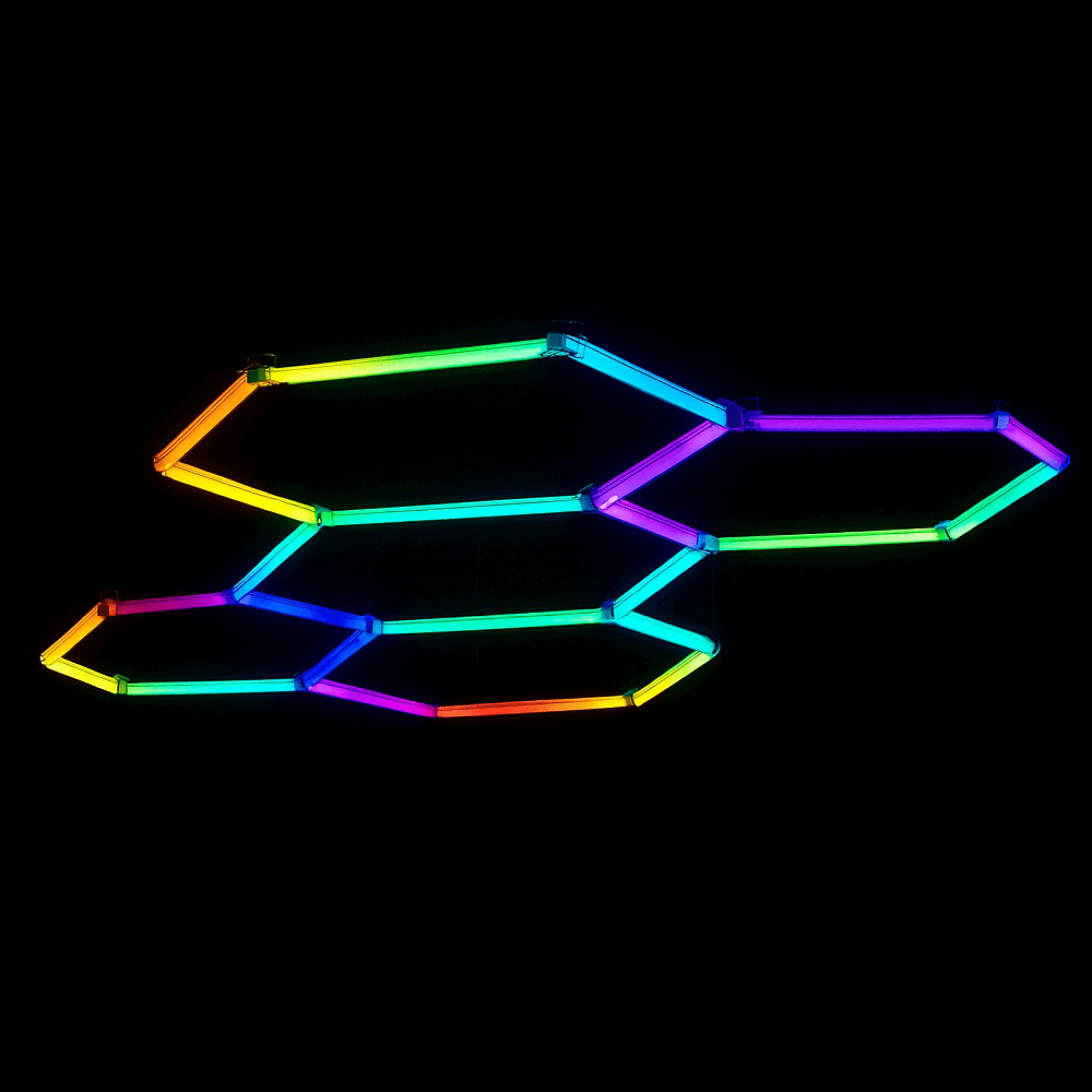 PRODUIT - LUMINAIRE - IZILIGHT- XENA-BLACK--1 Système d'éclairage en nid d'abeille tubes LED multicolores (RGB)